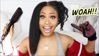 STRAIGHTEN IN 5 MINS  Trying Straightening Brush on Natural Hair [upl. by Tiffie603]