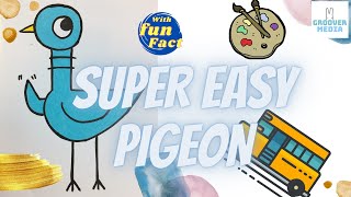 How to draw Pigeon  With fun facts Mo Willems Easy Tutorial [upl. by Jeffcott]