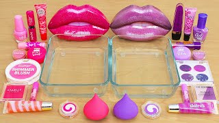 Pink vs Purple  Mixing Makeup Eyeshadow Into Slime ASMR [upl. by Pavior]