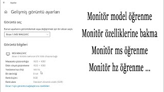 Monitor Özelliklerini Öğrenme Windows 10 [upl. by Brainard]