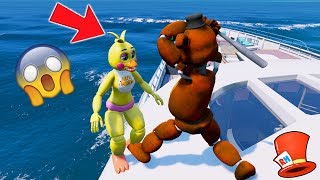 WITHERED FREDDY HITS CHICA OFF THE BOAT GTA 5 Mods FNAF Funny Moments [upl. by Netfa]