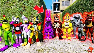 All TWISTED Animatronics VS All GLAM ROCK Animatronics GTA 5 Mods FNAF RedHatter [upl. by Persis]