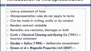 Misrepresentation Lecture 1 of 4 [upl. by Charmian676]