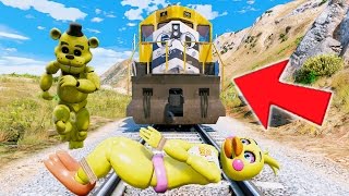 GOLDEN FREDDY SAVES CHICA FROM THE TRAIN HITTING HER GTA 5 Mods RedHatter [upl. by Eelaras833]