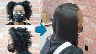 Japanese Straight Perm on 4B4C Hair  Kinkycoily to Permanently straight [upl. by Sidon322]